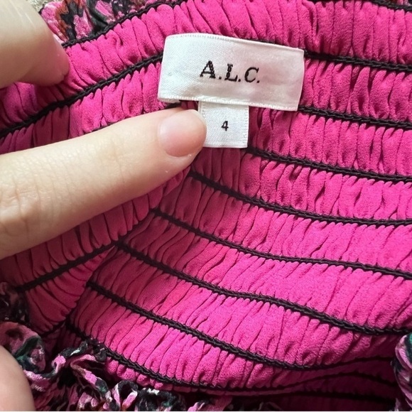 A.L.C. Kade Smocked Silk Mini Skirt Size: 4 - Picture 6 of 9